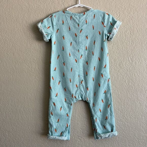 Old Navy Baby Short Sleeve Linen Blend Henley One Piece - Picture 2 of 6